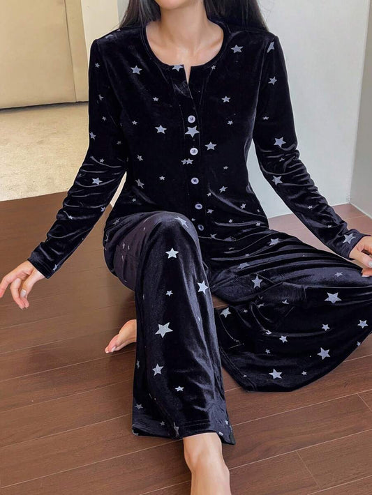 بيجامه قطيفه كحلى ستار